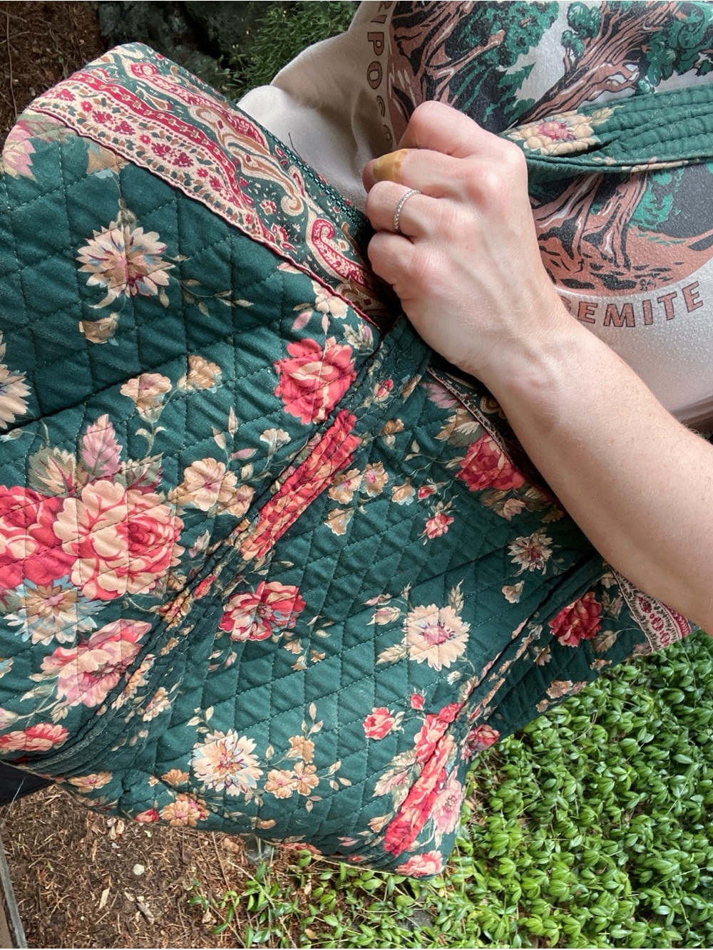 Vintage Vera Bradley Greenbriar paddy Teal Floral Quilted Tote - Picture 11 of 11